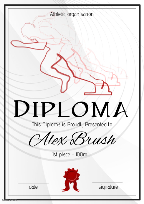 athletic diploma 100m A4 template