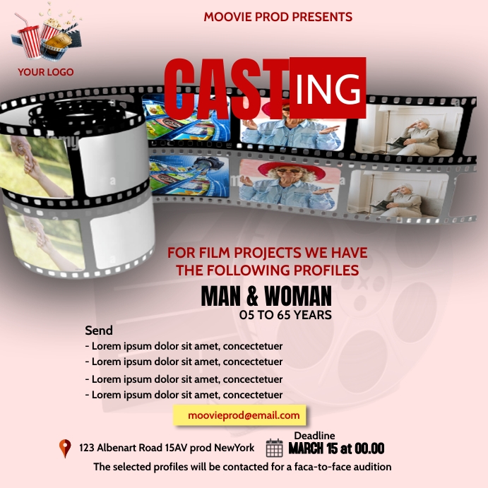 Cast Introduction Posters attach of cinma casting poster Template | PosterMyWall