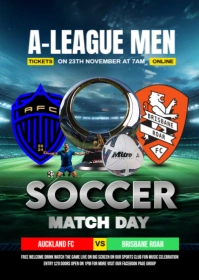 Auckland fc vs Brisbane Roar A6 template