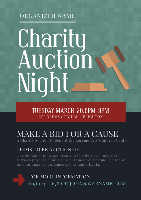 Auction Poster Examples Auction Night Flyer Template | PosterMyWall