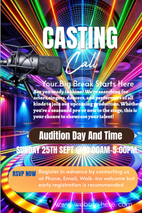 Cast Introduction Posters Audition casting flyer template design | PosterMyWall
