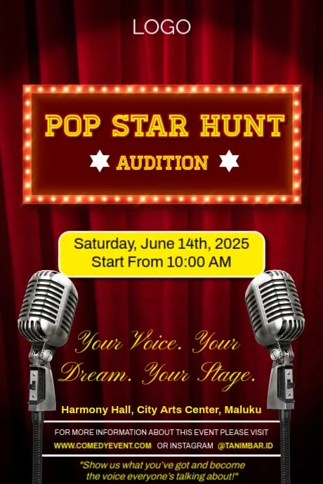 Audition Flyer, Audition Poster, Audition Template, Play Audition Flyer