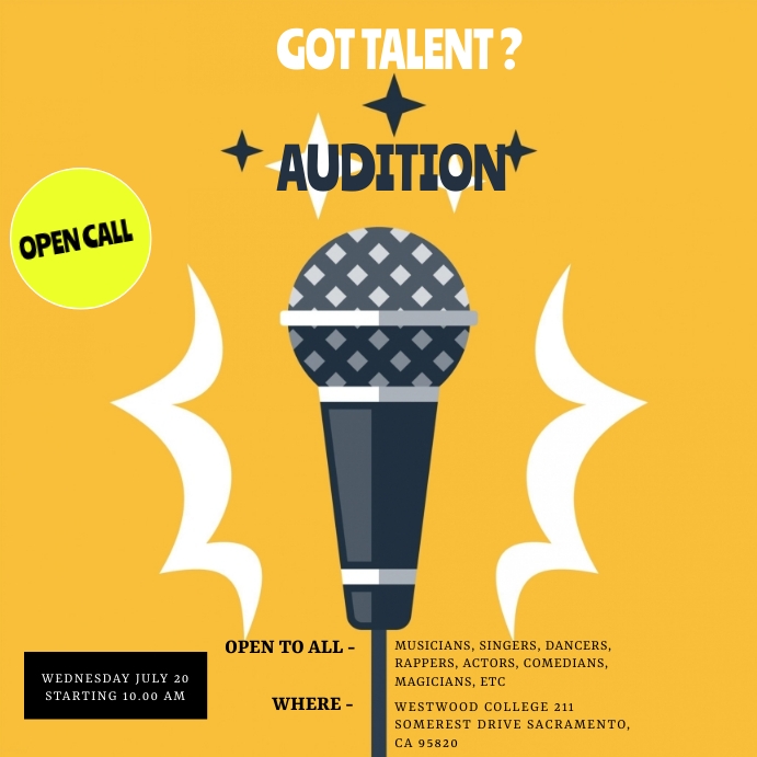 audition poster Template | PosterMyWall