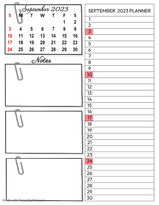 August 2023 Calendar planner Template | PosterMyWall