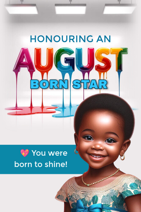 August birthday Poster template