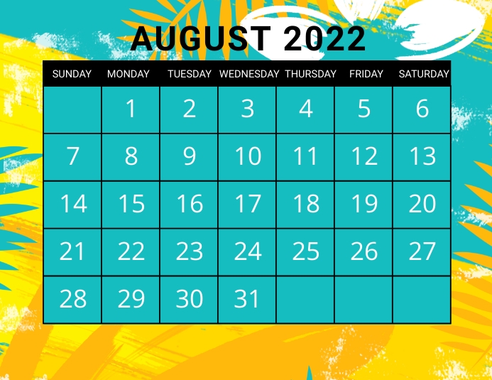 August calendar, event,schedule Flyer (US Letter) template