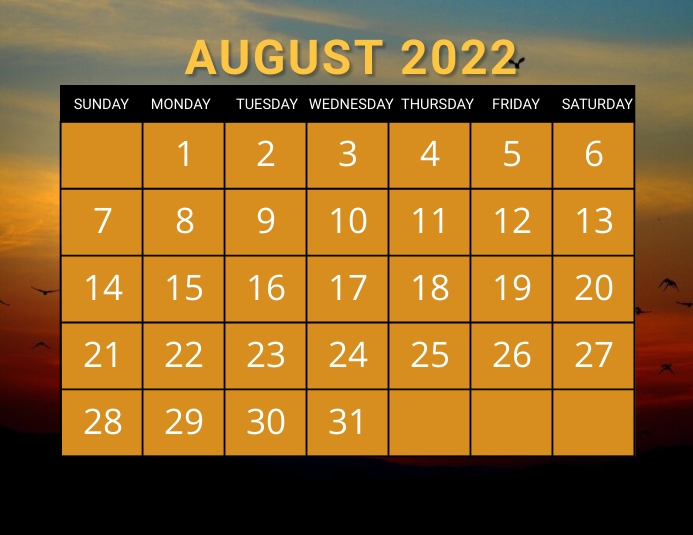 August calendar, event,schedule Volantino (US Letter) template