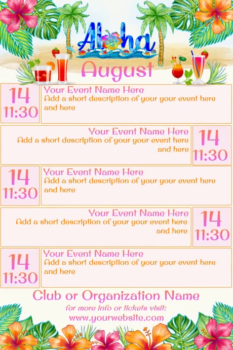 August Calendar Template | PosterMyWall