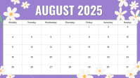 August calendar Digital Display (16:9) template