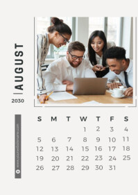 August Calendar Year A4 template