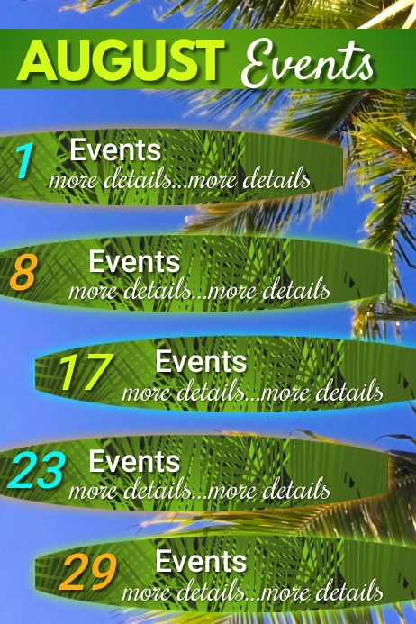 August Events Calendar Template | PosterMyWall