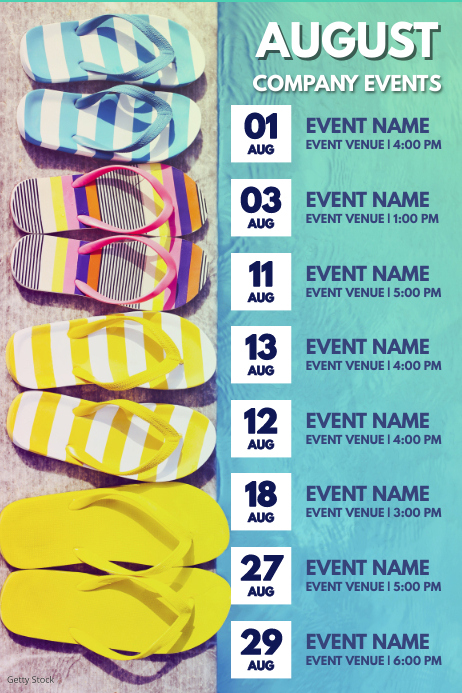 August Events Schedule Calendar Template | PosterMyWall