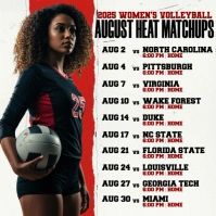 August Heat 2025: Women's Volleyball Matchups Instagram Post template