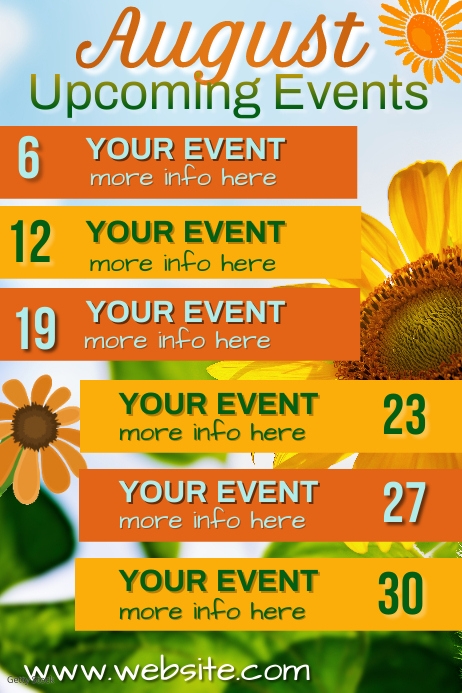 August Upcoming Events Poster Template | PosterMyWall