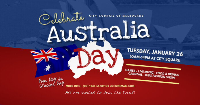 Australia Day Event Facebook Shared Image Isithombe Esabiwe ku-Facebook template