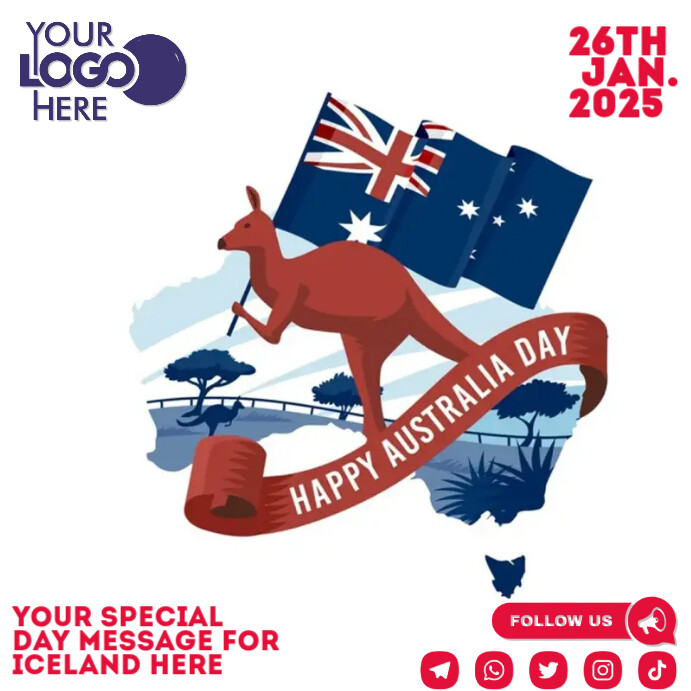 Australia Day Kangaroo Instagram na Post template