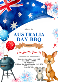 Australia Day party Invitation A6 template
