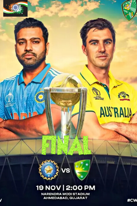 AUSTRALIA VS INDIA FINAL MATCH POSTER Template | PosterMyWall