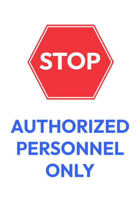 Authorized personnel only sign A4 template