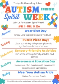 Autism Awareness Spirit Week A6 template