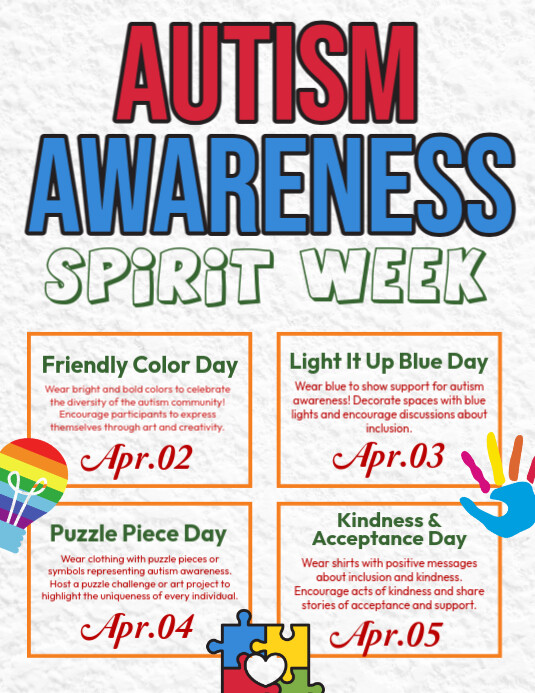 Copy Of Autism Awareness Spirit Week PosterMyWall copy-of-autism-awareness-spirit-week-postermywall