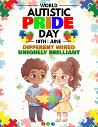 Autistic Pride Day – Different Wired, Uniquely Brilliant Flyer (US Letter) template