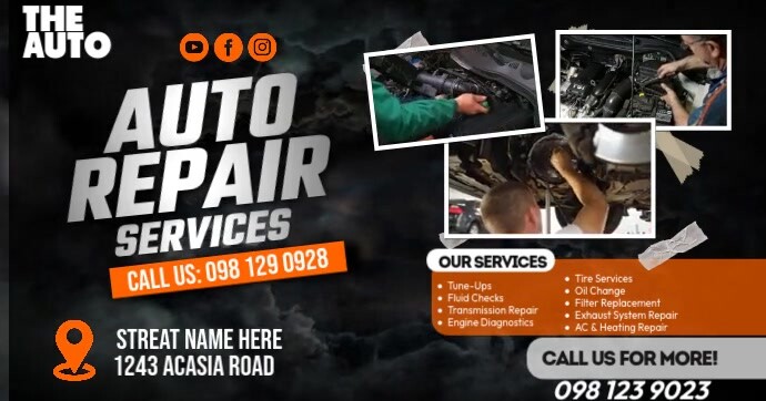 Auto Car Repair Shop Video Facebook Shared Image template