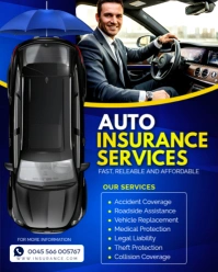Auto car vehicle motor insurance policy coverage company advertisement promotion flyer template Instagram Portrait