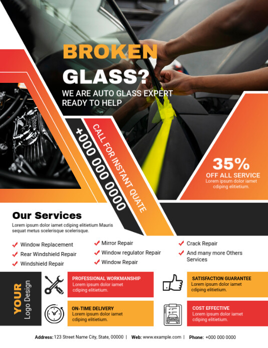 Auto Glass Service Flyer Template – Professional & Customizable Design ...