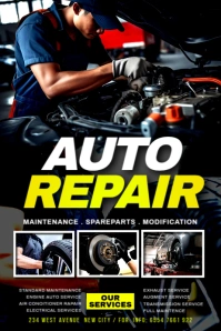 Auto repair car mechanic vehicle servicing maintainance motor workshop business ads flyer template Poster