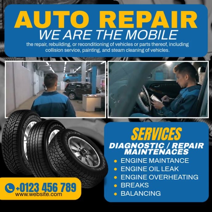 Blue Auto Repair Instagram Ad Template | PosterMyWall
