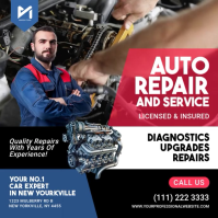 Modern Auto Repair and Service Expert Video Flyer Square (1:1) template