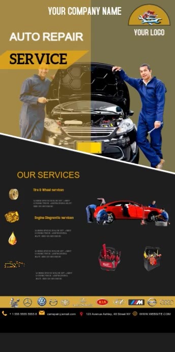 Auto repair service flyer template Oprolbanier 3'×6'