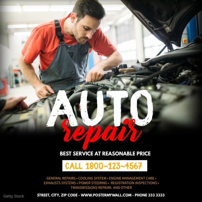 Auto Repair Service Poster Template