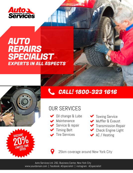 Auto Repair Services Flyer Template PosterMyWall
