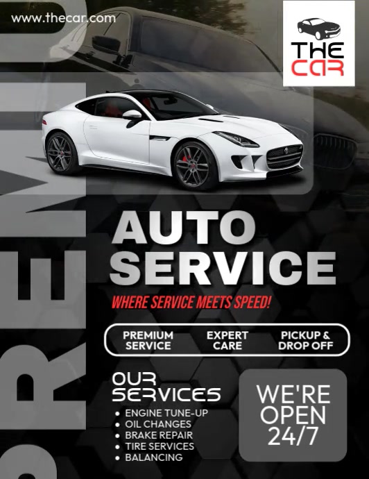 Vehicle Service. Add Black Auto Service Ads Flyers Template | PosterMyWall