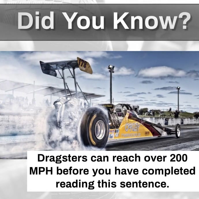 Automotive Fun Facts Dragsters Speed Template PosterMyWall