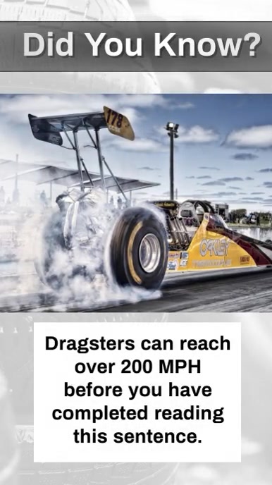 Copy of Automotive Fun Facts Dragsters Speed | PosterMyWall