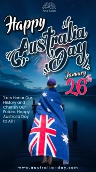 Autralia day 2025 Forever flag freedom greeting card Instagram Story purple profesional template
