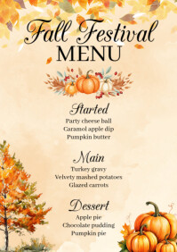 Jaune Fall Festival Menu A4 Template