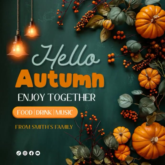 Autumn, Thank you,thanks giving, first day of autumn Quadrato (1:1) template