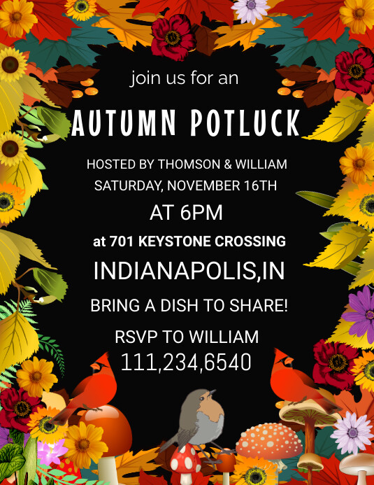AUTUMN,AUTUMN POTLUCK Template | PosterMyWall