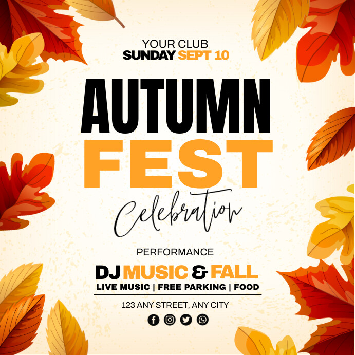 Autumn, fall, harvest, pumpkin patch Instagram 帖子 template