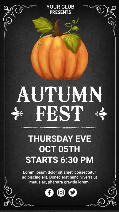 Autumn, fall, harvest, pumpkin patch 数字显示屏 (9:16) template