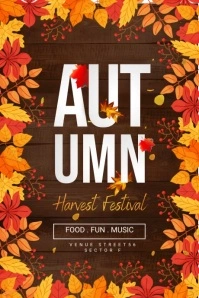 Autumn, Fall fest flyers, harvest 海报 template