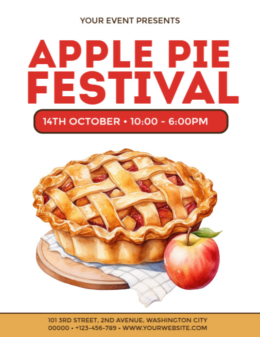 White Apple Pie Festival Flyers Template | PosterMyWall