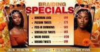 Autumn Braiding Specials Price List Facebook Shared Image template