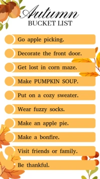 Autumn Bucket List Template งานแสดงผลงานแบบดิจิทัล (9:16)