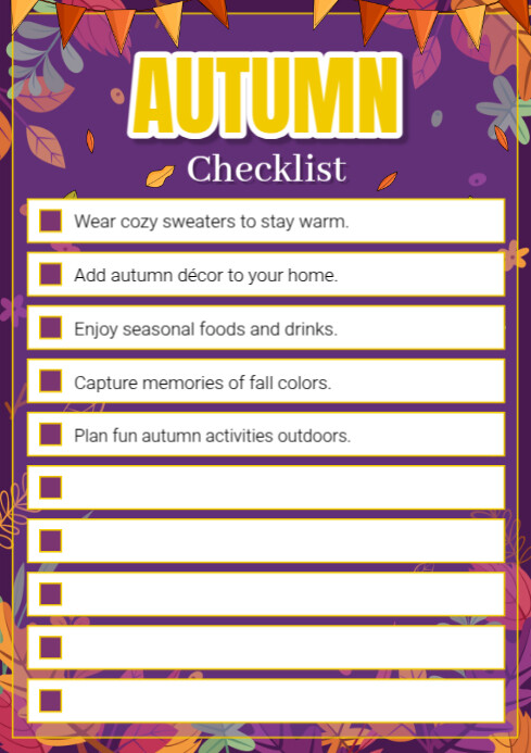 Autumn Checklist Design Template A4