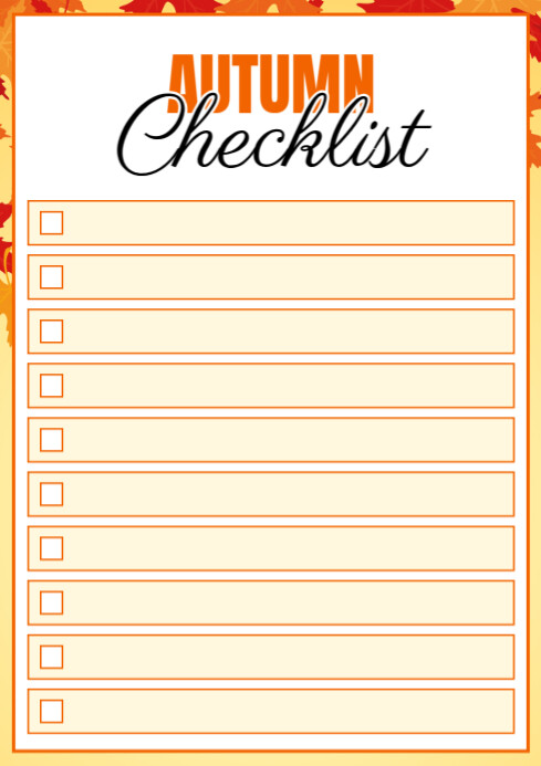Fall Check Sheet Autumn checklist Template | PosterMyWall